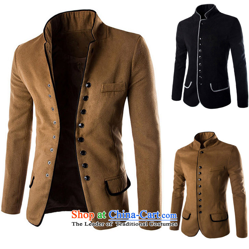 2015 Autumn and Winter New Men's Mock-Neck Chinese tunic leisure suit coats gross? 8788 small blackL