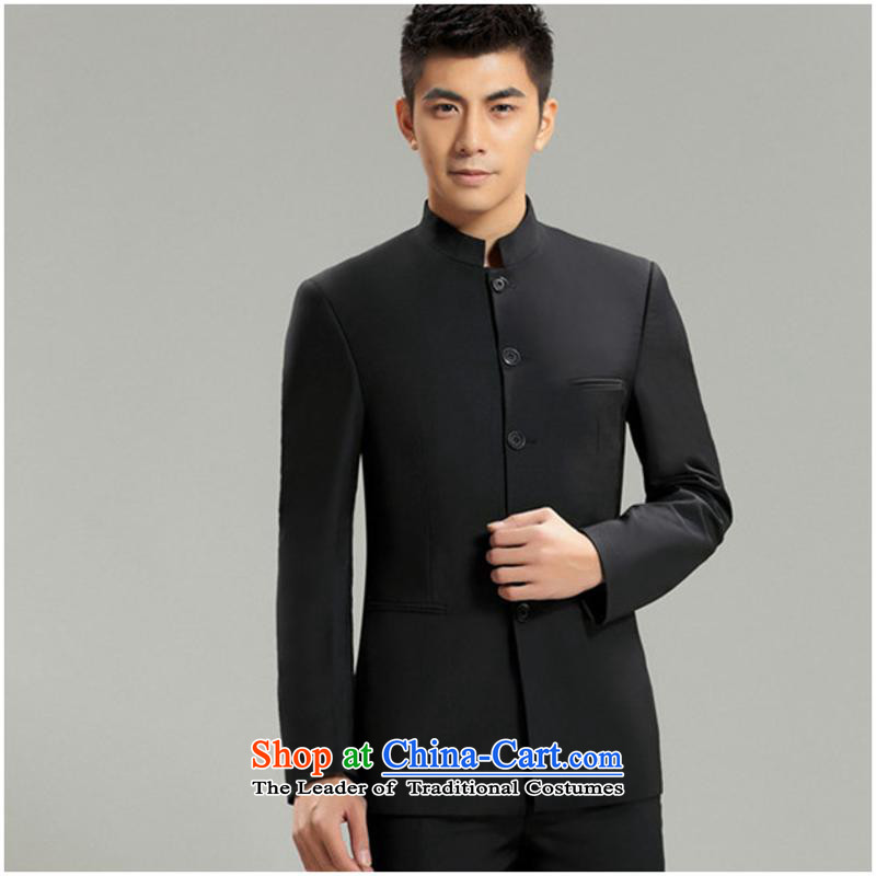 Stylish collar Chinese tunic Korean Chinese business and leisure groom Sau San Mock-neck Chinese tunic kit wedding possession of Cyan XL, us in accordance with the property (meitianyihuan days) , , , shopping on the Internet