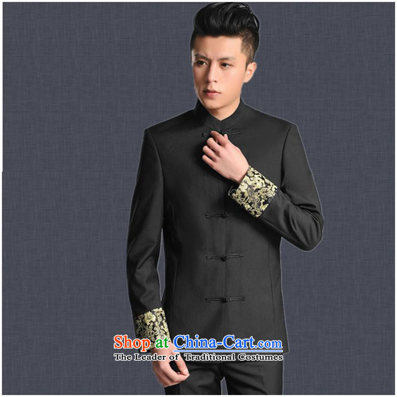 The new 2015 Men's Mock-Neck Chinese tunic Korea Chinese version of the Sau San national dress with black who the bridegroom black solid-colored Tang Mei-day in accordance with the property XXL, (meitianyihuan) , , , shopping on the Internet