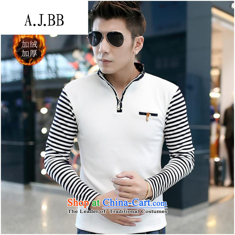 Secretary for autumn and winter clothing *2015 involving men in lint-free long-sleeved T-shirt youth zip leisure shirt men black 3XL,A.J.BB,,, shopping on the Internet
