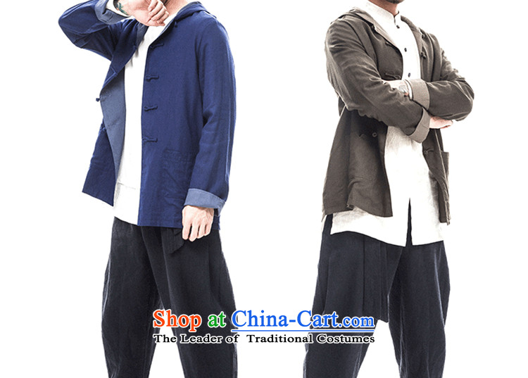 Dan Jie Shi 2015 autumn and winter coats of China wind cotton linen men Tang tray clip hoodie retro national wind jacket and linen Peacock Blue M picture, prices, brand platters! The elections are supplied in the national character of distribution, so action, buy now enjoy more preferential! As soon as possible.