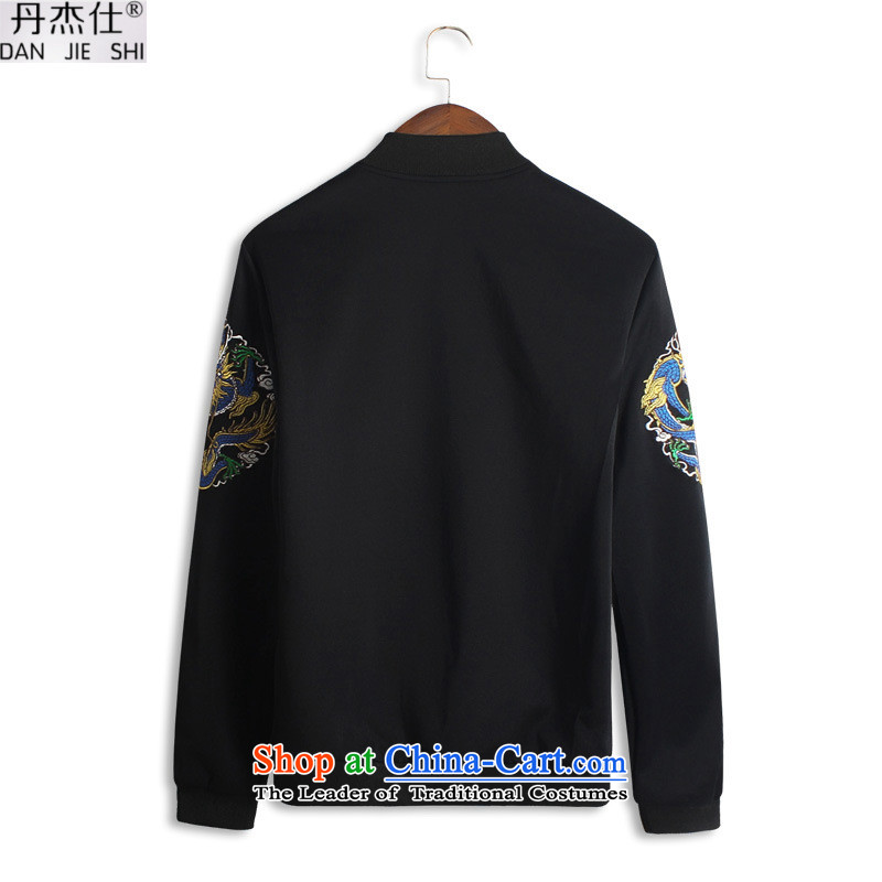 Dan Jie Shi 2015 winter leisure men of ethnic Chinese Wind embroidery Qing dynasty government fees to intensify the older jogging motion collar sweater jacket and black 2XL, Dan Jie Shi (DAN JIE SHI) , , , shopping on the Internet