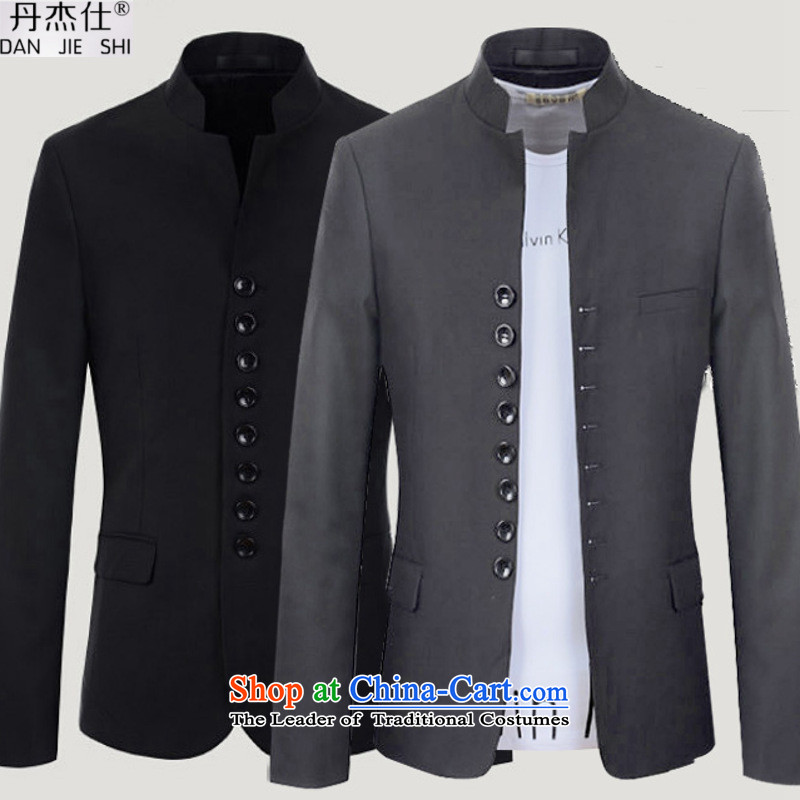 Dan Jie Shi 2015 Urban chic casual China wind retro-eight tablets detained pure color collar minimalist Chinese tunic suit for Sau San jacket and black?185_100_XXL_