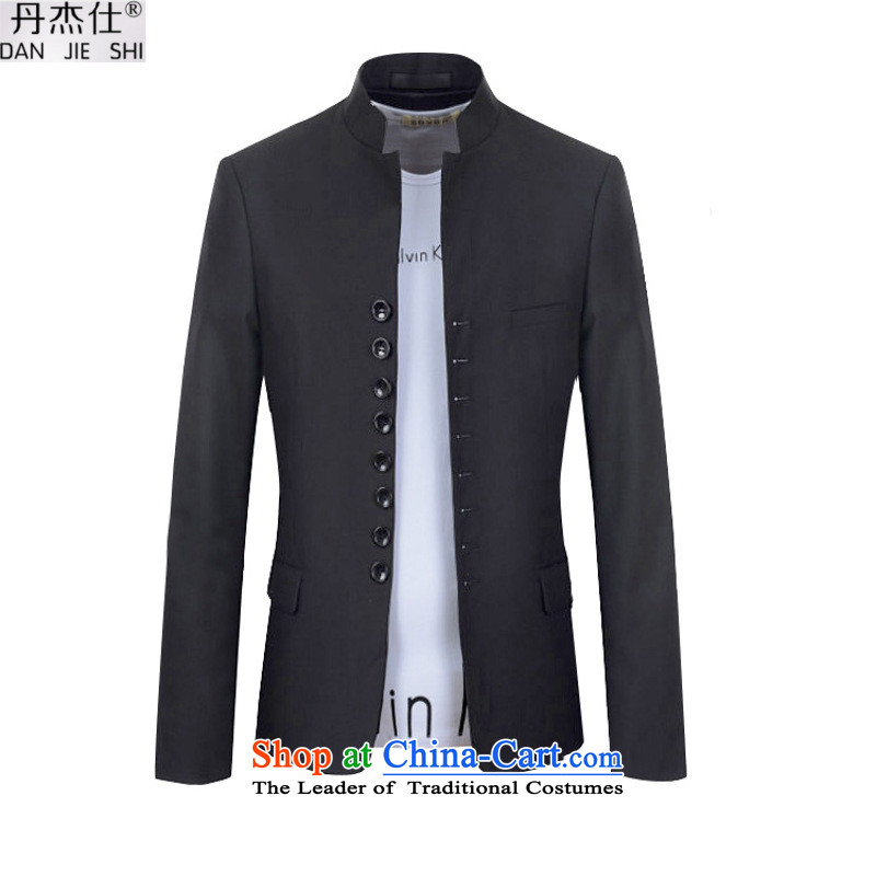 Dan Jie Shi 2015 Urban chic casual China wind retro-eight tablets detained pure color collar minimalist Chinese tunic suit for Sau San jacket and black 185/100(XXL), Dan Jie Shi (DAN JIE SHI) , , , shopping on the Internet