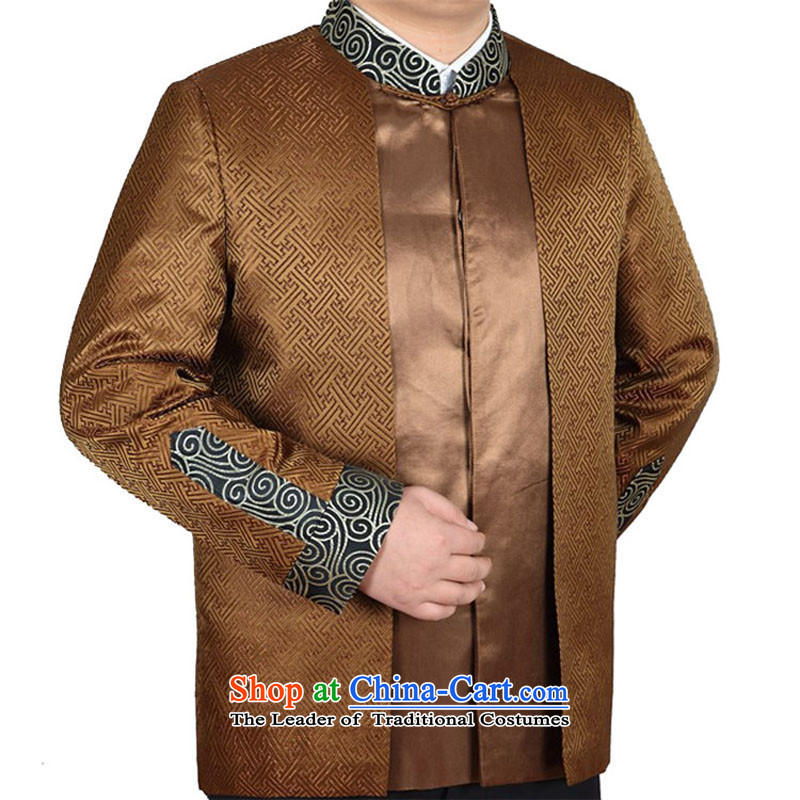 The autumn and winter Tang jacket in older business and leisure China wind-thick Tang dynasty yellow earthXXL