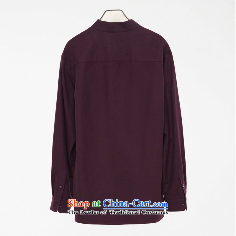 Wooden really shirts men 2015 autumn and winter new Mock-Neck Shirt China wind 0801 16 deep purple XXL, wood really a , , , shopping on the Internet