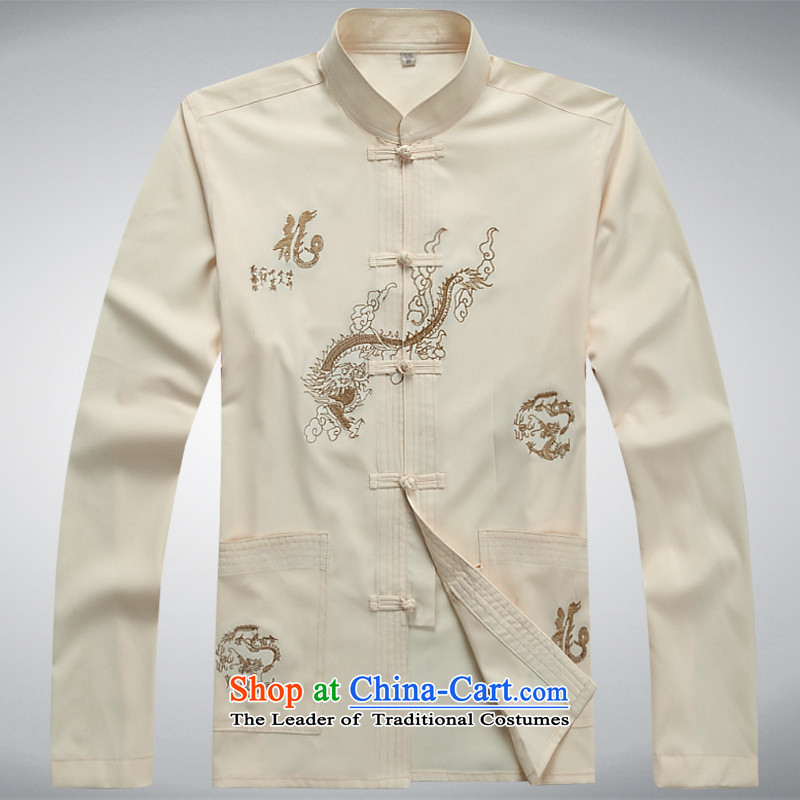 The new and old age Fall_Winter Collections increased to Tang pants men kit shirt tai chi services with beige father M