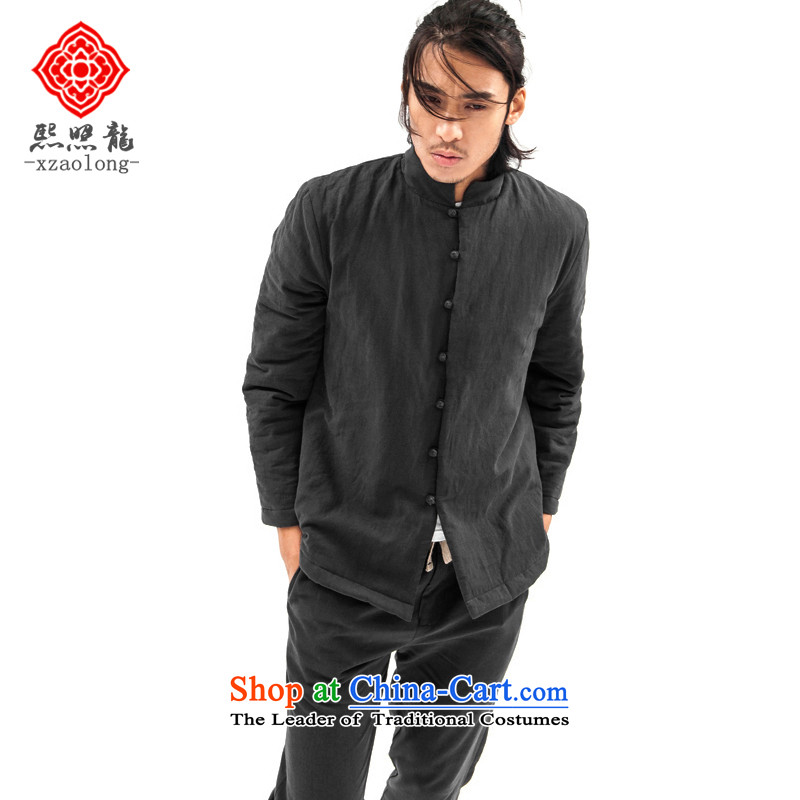 Hee-yong winter Chinese retro snapshot cotton coat Men's Mock-Neck robe folder Cotton Men's Jackets China wind traditional blue coat , L-hee (XZAOLONG snapshot lung) , , , shopping on the Internet