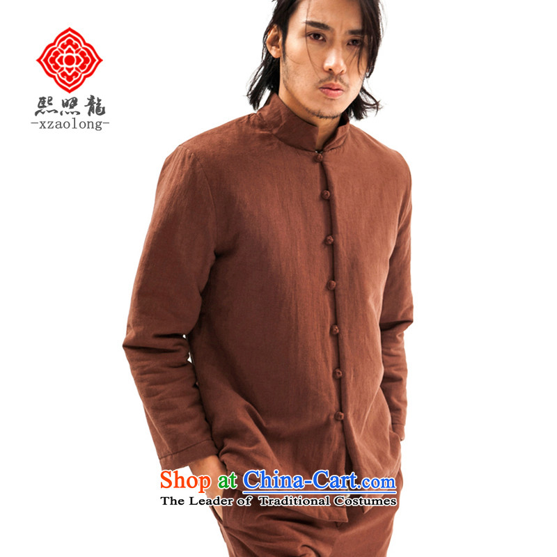 Hee-yong winter Chinese retro snapshot cotton coat Men's Mock-Neck robe folder Cotton Men's Jackets China wind traditional blue coat , L-hee (XZAOLONG snapshot lung) , , , shopping on the Internet