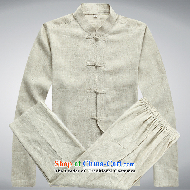 The fall of men in Tang Dynasty long-sleeved elderly men father blouses larger linen china wind kit clothing pants Tsing gray 3XL, us in accordance with the property (meitianyihuan days) , , , shopping on the Internet