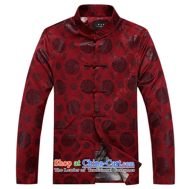 Wind men Tang jackets older Chinese Disc detained jacket collar long-sleeved shirt autumn and winter clothing cotton swab dark red 180, American days unlined garment in accordance with the property (meitianyihuan) , , , shopping on the Internet