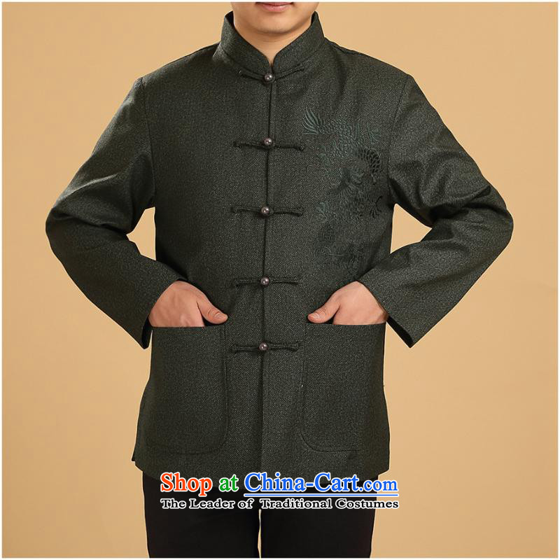 In older men Tang dynasty long-sleeved sweater Fall/Winter Collections Of Chinese disc loading cotton clothing clip dad shirt robe new dark blue coat XL, American days in accordance with the property (meitianyihuan) , , , shopping on the Internet