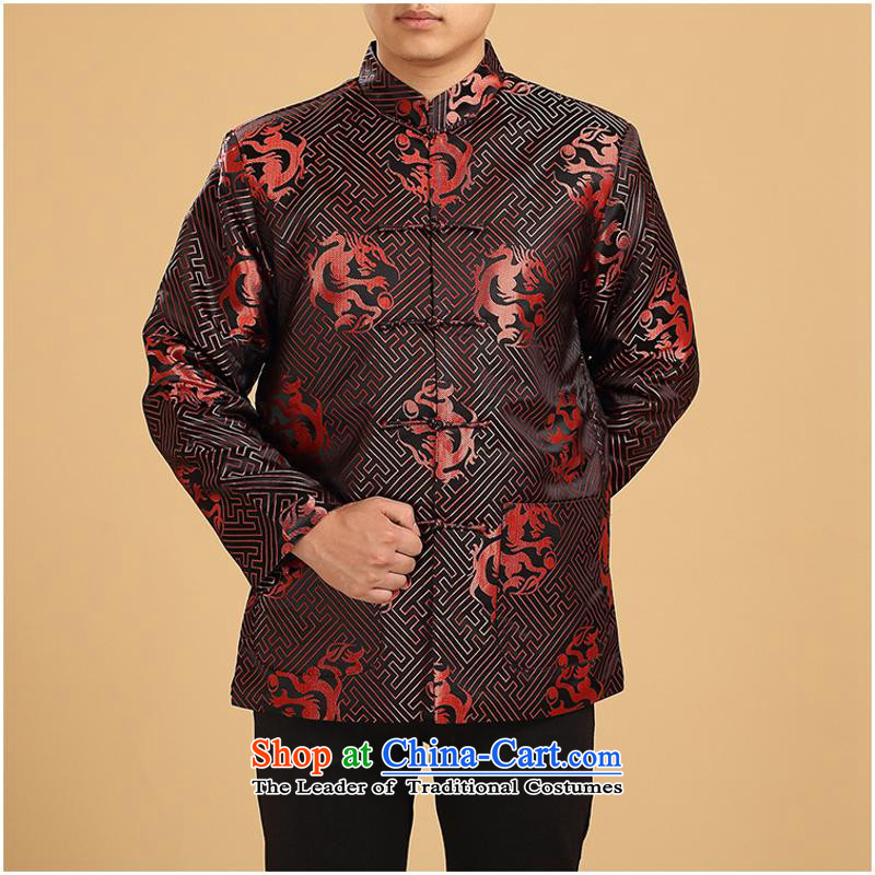 Men's Jackets older Chinese Tang Jacket Long-Sleeve Shirt thoroughly dad autumn and winter dark red cotton robe with the United States in accordance with the discussion day 3XL, (meitianyihuan) , , , shopping on the Internet