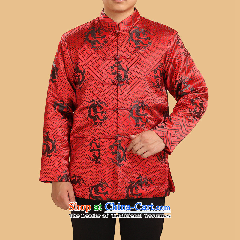 Men's Jackets older Chinese Tang Jacket Long-Sleeve Shirt thoroughly dad autumn and winter dark red cotton robe with the United States in accordance with the discussion day 3XL, (meitianyihuan) , , , shopping on the Internet