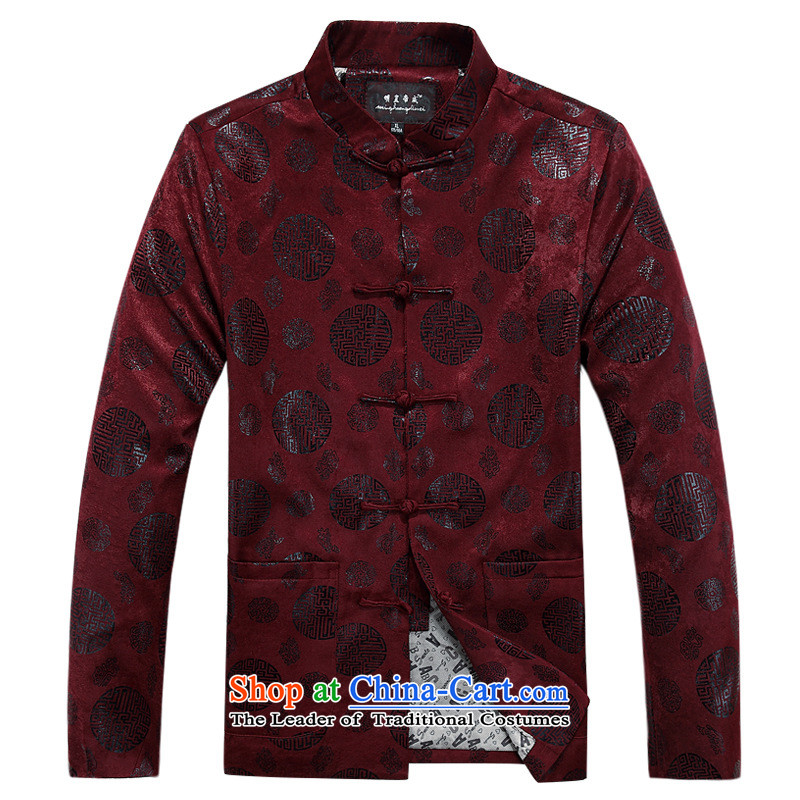 China wind men Tang jackets older Chinese Disc detained jacket collar long-sleeved shirt autumn and winter clothing cotton and cotton thin red cotton 170, the United States in accordance with the property (meitianyihuan days) , , , shopping on the Interne
