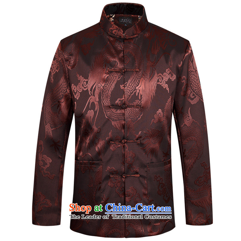 Tang Long-sleeved shirt with men of autumn and winter sets in older ethnic jacket father jackets new coffee-colored 190, us day in accordance with the property (meitianyihuan) , , , shopping on the Internet