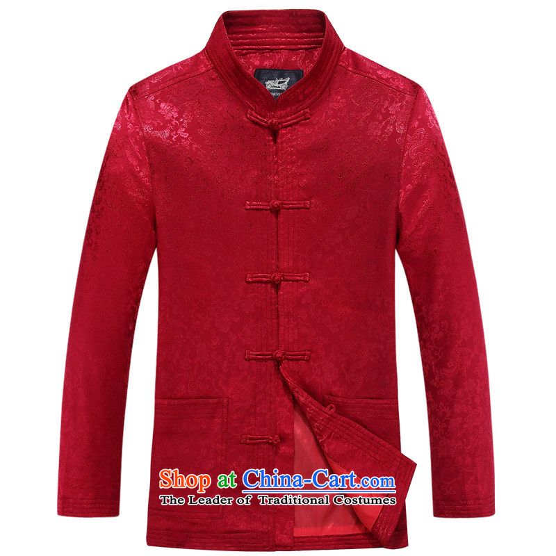 Men's long-sleeved father in Tang Dynasty older grandfather autumn jacket of older persons in Men's Shirt Jacket Red 1- day in accordance with the US 2XL, Yi Hwan (meitianyihuan) , , , shopping on the Internet