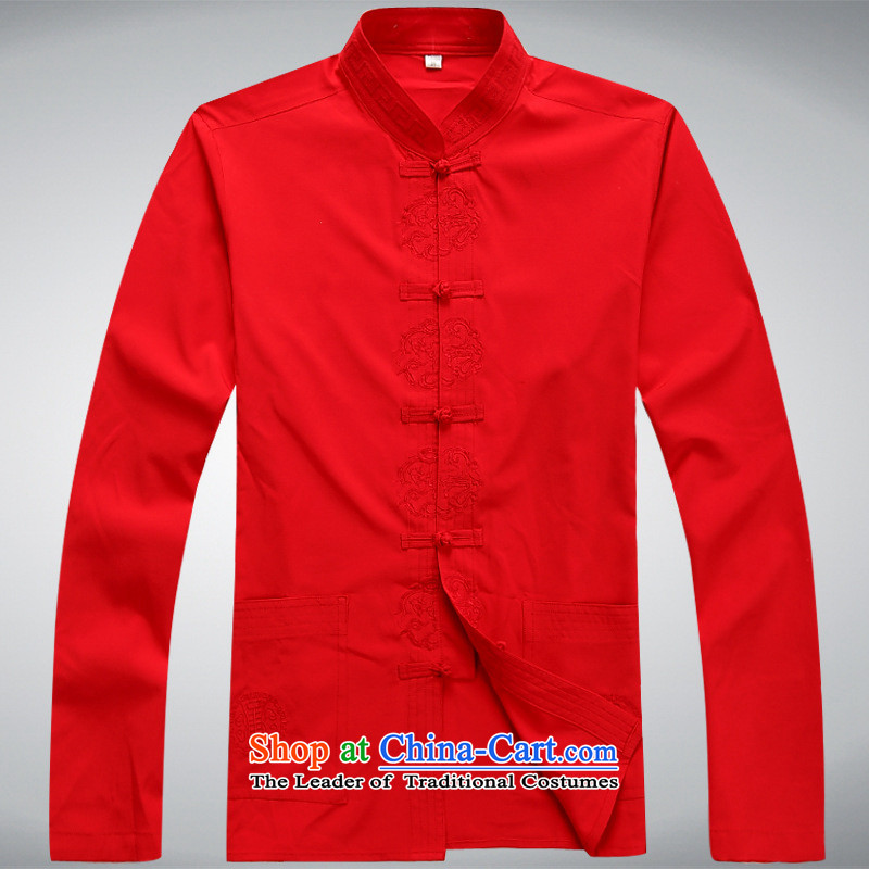 Tang dynasty men fall kit shirt, long-sleeved sweater pants older larger Chinese Tai Chi Mei days, L, red-hwan (meitianyihuan under) , , , shopping on the Internet
