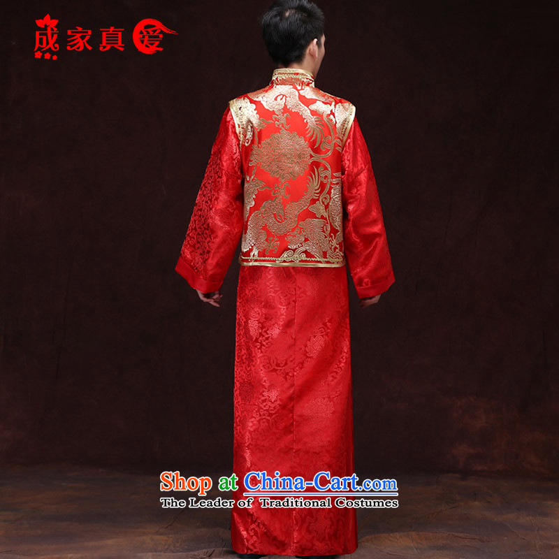 The knot true love-soo wo service men upscale male ancient Chinese tunic red Tang Dynasty Chinese style wedding dress the bridegroom set red Picture 1,L,Chengjia True Love , , , shopping on the Internet