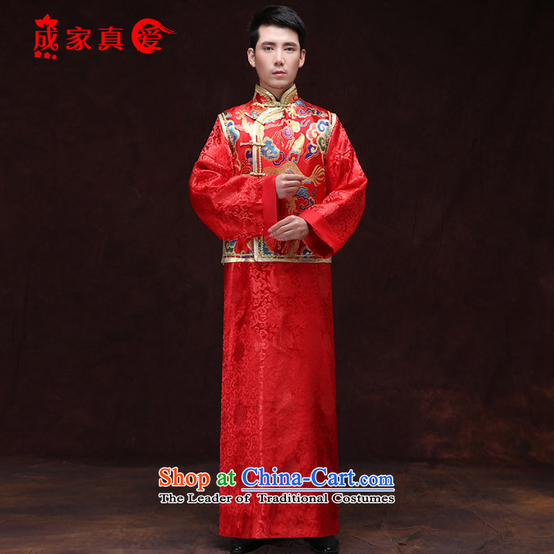 The knot true love-soo wo service men upscale male ancient Chinese tunic red Tang Dynasty Chinese style wedding dress the bridegroom set red Picture 1,L,Chengjia True Love , , , shopping on the Internet