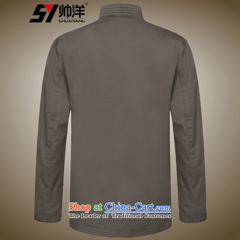 The new 2015 Yang Shuai men Tang jackets long-sleeved shirt collar in the Spring and Autumn Period China Wind Jacket older national costumes Chinese Men's Mock-Neck (winter) navy blue black 185 Shuai Yang (SHUAIYANG) , , , shopping on the Internet
