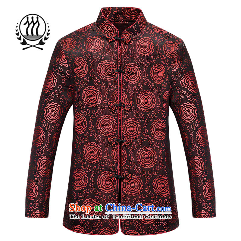 Bosnia and thre line of taxis new winter couples_ lint-free cotton in Tang Dynasty thick older Chinese collar long-sleeved thick cotton mom and dad replacing F8029 wine red women175 female_