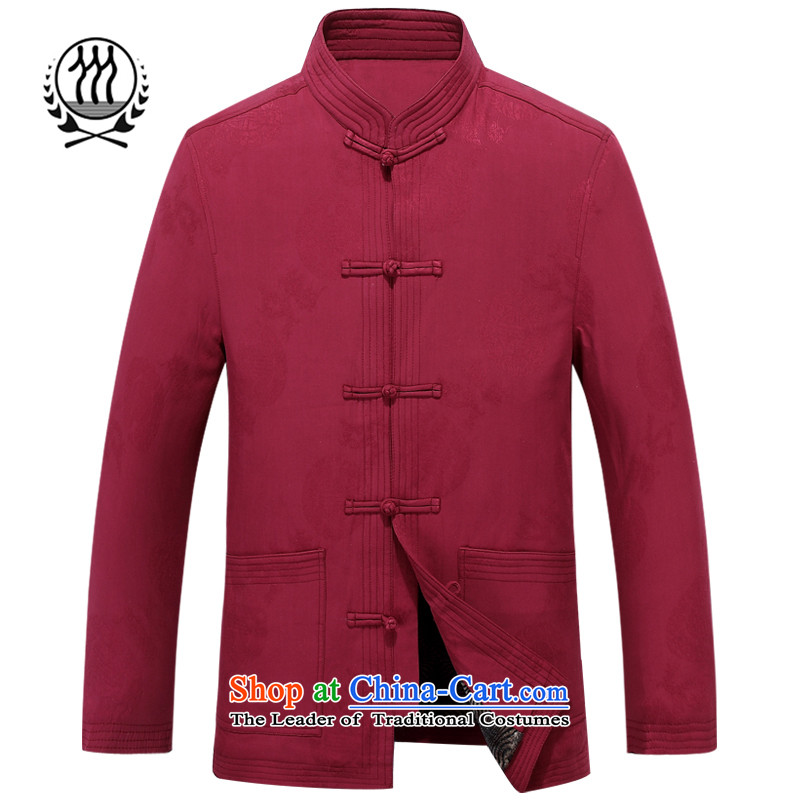 Bosnia and the elderly in the winter line thre new male taxi fare, lint-free cotton waffle Tang dynasty of ethnic Chinese collar long-sleeved jacket robe F88010 Tang  XL/180, blue line (gesaxing Bosnia and thre) , , , shopping on the Internet