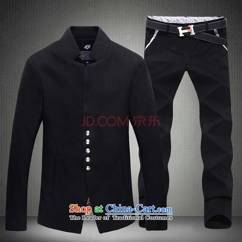 Dan Jie Shi 2015 New Chinese tunic kit chic simplicity with Korean version of the Chinese tunic Kit? black T-shirt and black trousers, pants Dan M James (DANJIESHI) , , , shopping on the Internet