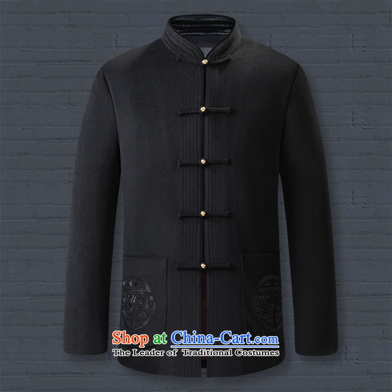 Genuine silk possession national men's woolen gown Tang dynasty? Father grandfather clothing disc Chinese Wind Chinese Black 158826 175/L, Tibetan Silk , , , shopping on the Internet