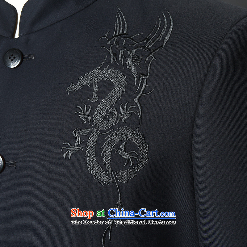9autumn concealed Chinese tunic suit the Chinese Men's Mock-Neck Chinese Dragon Youth Korean Chinese suits Dress Collection Sau San blue dragon tattoo Kit 806 Tibetan Silk.... 170B, shopping on the Internet