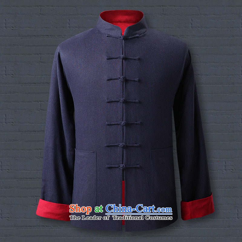 9possession of the old silk Tibetan folk weave cotton linen Tang dynasty long-sleeved reversible disc detained in collar older national costumes blue and red 305 Tibetan Silk.... 175/L, shopping on the Internet