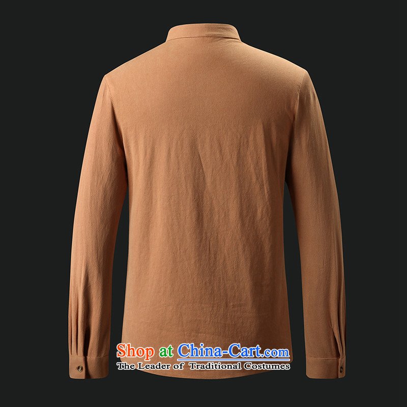 Tang Dynasty Male Silk possession of cotton shirt collar middle-aged and young Chinese wind up forming the Chinese style yellow shirt 180/XL, possession of friendship has been pressed 7750 Online Shopping