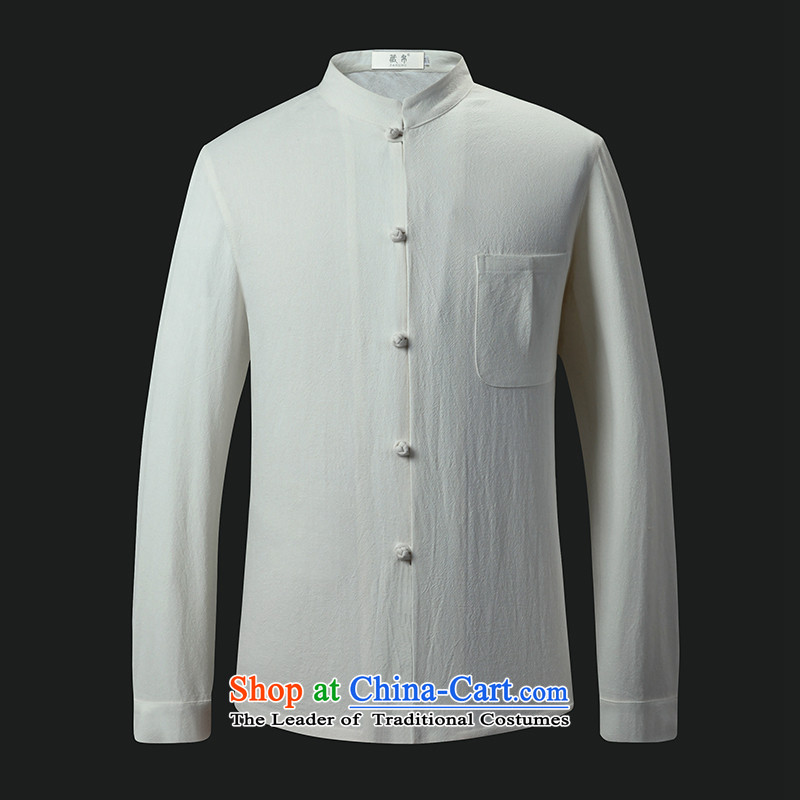 Tang Dynasty Male Silk possession of cotton shirt collar middle-aged and young Chinese wind up forming the Chinese style yellow shirt 180/XL, possession of friendship has been pressed 7750 Online Shopping