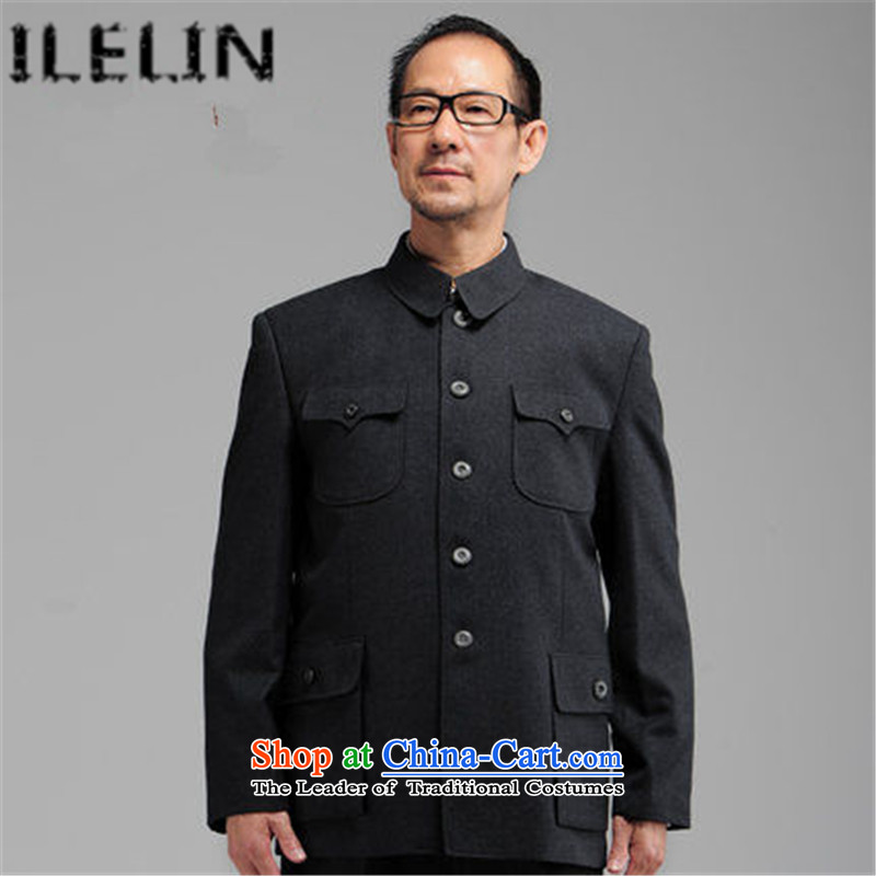 Ilelin2015 autumn and winter in the new elderly men Chinese tunic kit lapel of older persons serving a father jacket Zhongshan men with dark gray 78,ILELIN,,, father shopping on the Internet