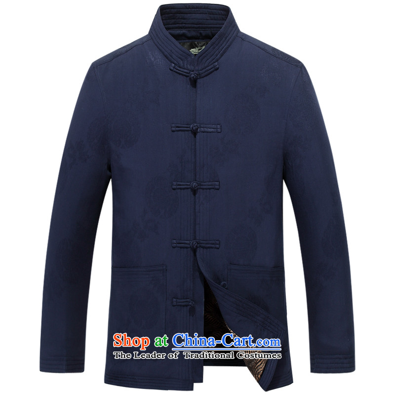 The European Health, 2015 Winter New Tang dynasty in the lint-free cotton waffle elderly father boxed birthday birthday celebrations jacket Services Red Tang Dynasty Chinese Han-large dark blue jacket XXXL/190, Europe Health (OULANGGE) , , , shopping on t