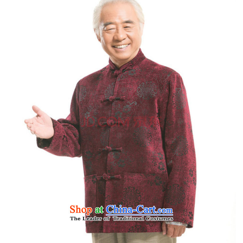 China wind men's round-butted older leisure Tang Dynasty Men long-sleeved shirt DY9823 red XL, Jade Love step (yubu's love) , , , shopping on the Internet