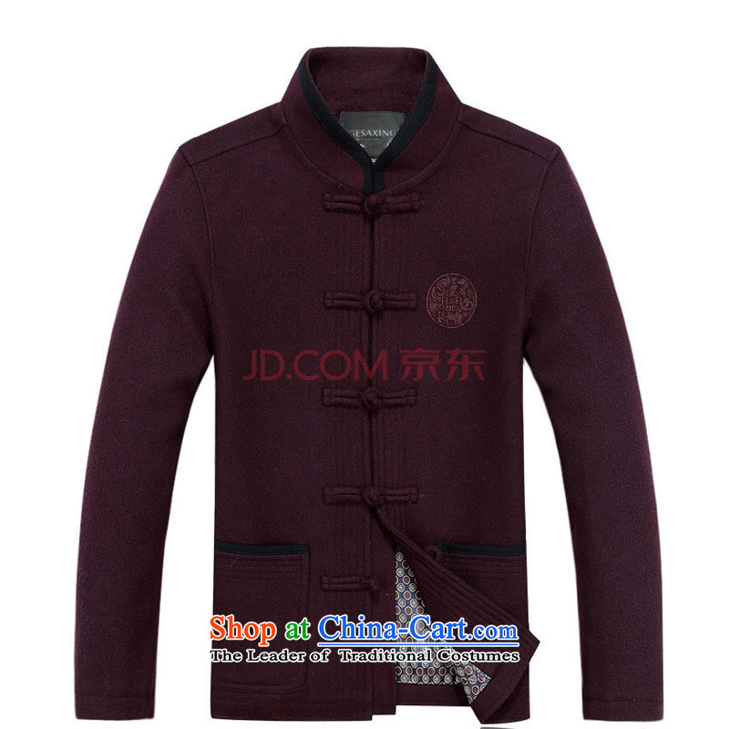 In older men wool? Tang Dynasty Chinese leisure thick long-sleeved round lung ethnic men Tang jacket DY88020 Deep Red M-yuk Love (yubu's step love , , , shopping on the Internet
