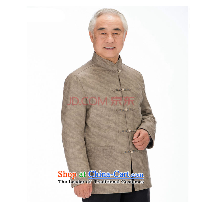 Improved grain Ma Korea Chinese men washable leather in Tang older leisure PU jacket DY1322 khaki M-yuk Love (yubu's step love , , , shopping on the Internet