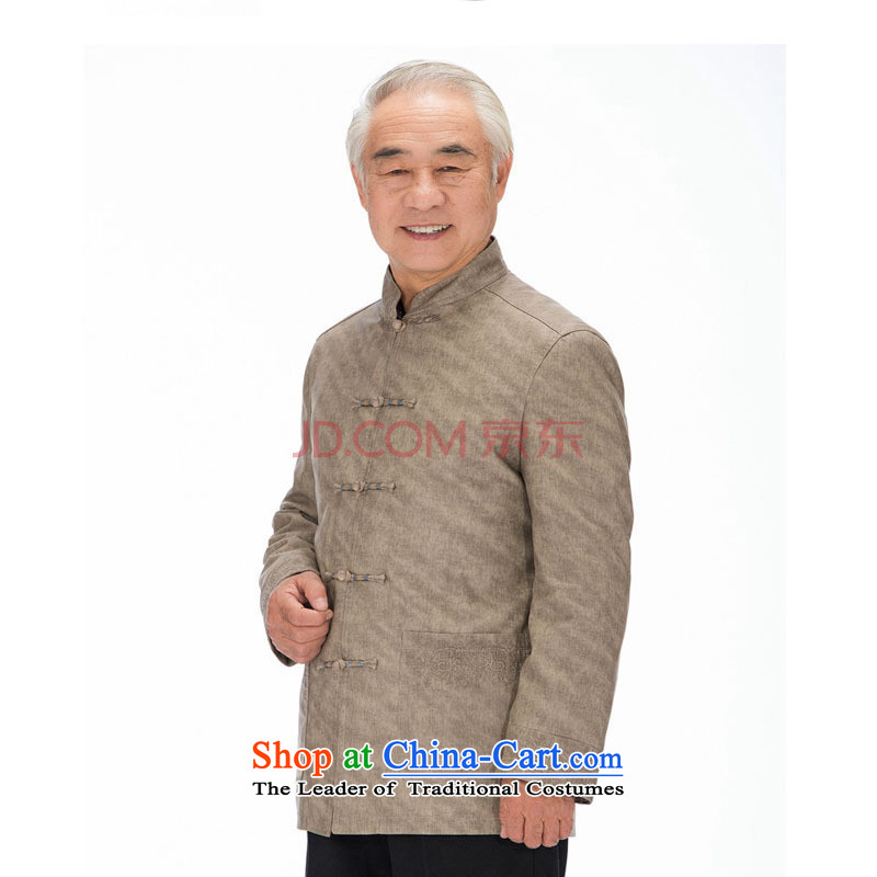 Improved grain Ma Korea Chinese men washable leather in Tang older leisure PU jacket DY1322 khaki M-yuk Love (yubu's step love , , , shopping on the Internet