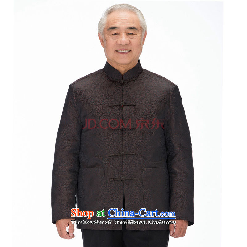 Tang Dynasty Men's Mock-Neck Tang dynasty cotton emulation silk cotton plus Chinese Tang dynasty cotton coat male DY1212  XXXL, Brown is small-mi (LOVELY BEAUTY , , , shopping on the Internet
