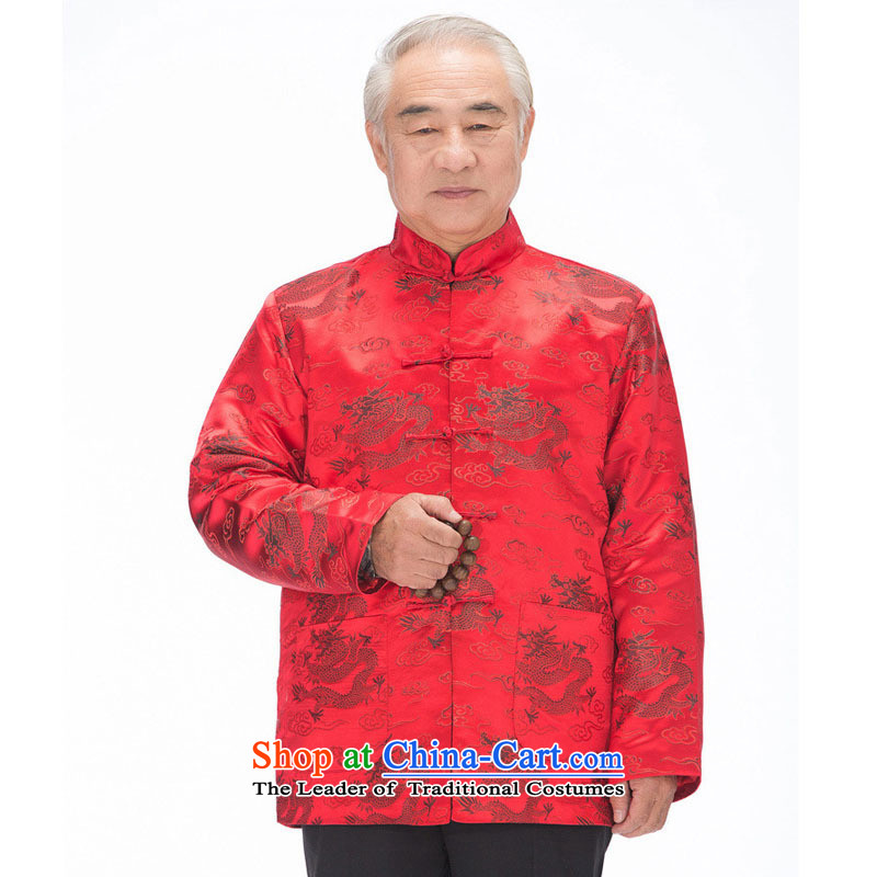 Tang Dynasty Men long-sleeved sweater Chinese robe disc is older men fall/winter Tang dynasty replacing Eric Li Yunlong DY0789 Red Black Dragon XXXL, step-yuk (yubu's love love) , , , shopping on the Internet