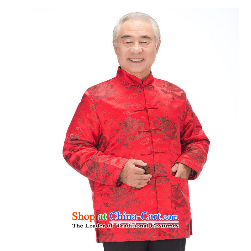 Tang Dynasty Men long-sleeved sweater Chinese robe disc is older men fall/winter Tang dynasty replacing Eric Li Yunlong DY0789 Red Black Dragon XXXL, step-yuk (yubu's love love) , , , shopping on the Internet