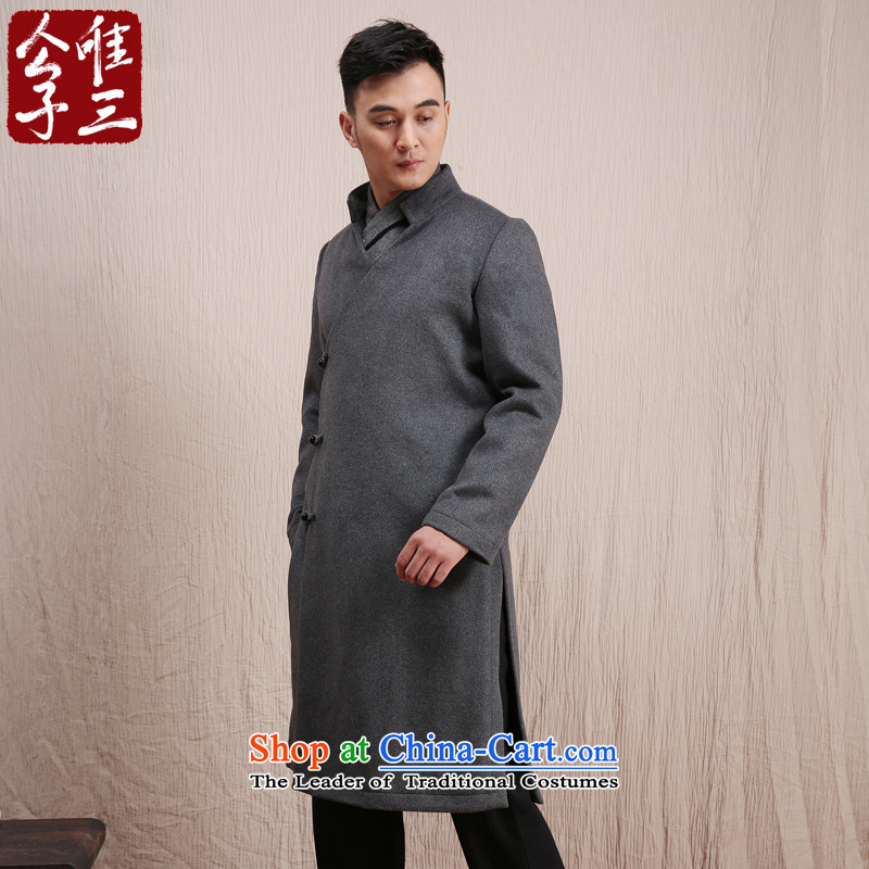 Cd 3 Model Hau Tak China wind wool coat man long, but the Chinese Tang Dynasty Recreation coats national costumes in winter (M) CD 3 black shopping on the Internet has been pressed.