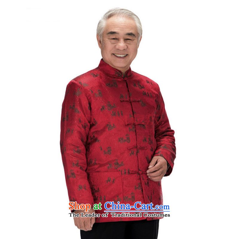 In older men wearing clothes Chinese men's long-sleeved clothing DY0753 cotton robe  XXXL, red jade love step (yubu's love) , , , shopping on the Internet