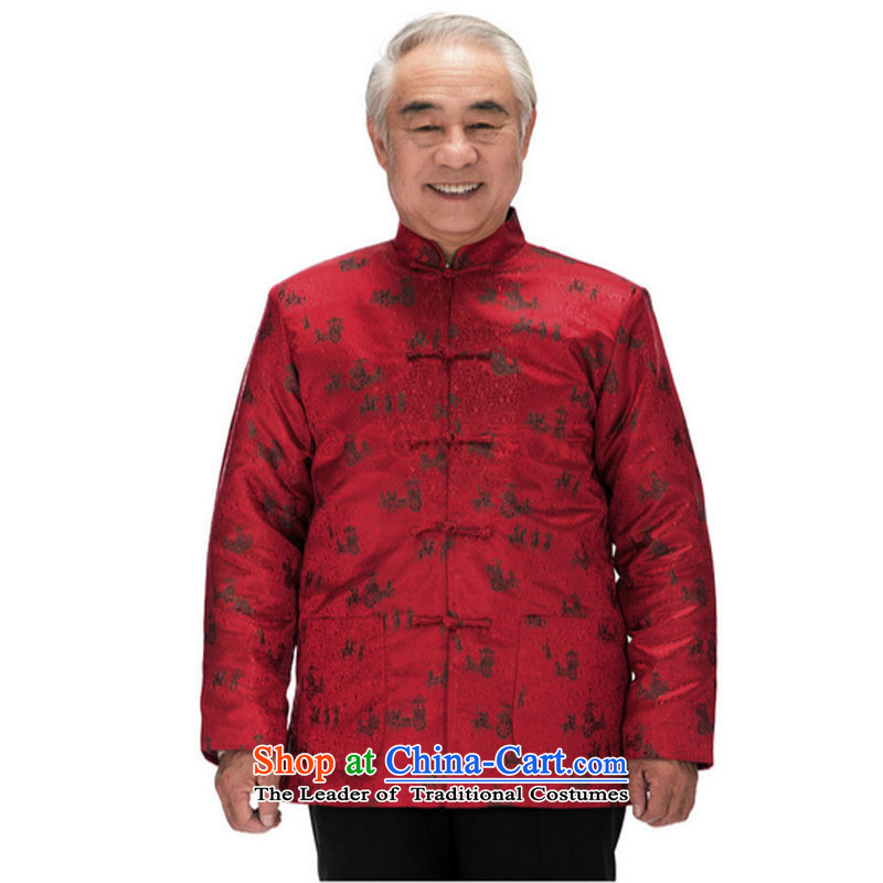 In older men wearing clothes Chinese men's long-sleeved clothing DY0753 cotton robe  XXXL, red jade love step (yubu's love) , , , shopping on the Internet