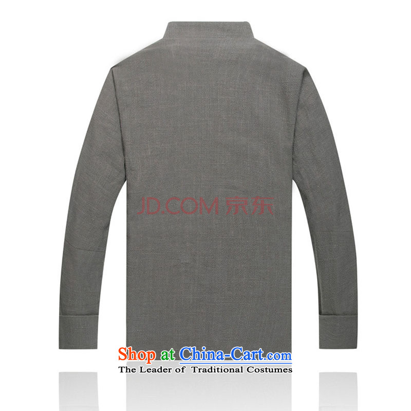 Thick cotton linen, men in Tang Dynasty linen older tang with shoulder long-sleeved shirt lined DY0738 light gray , step-yuk (yubu's love love) , , , shopping on the Internet