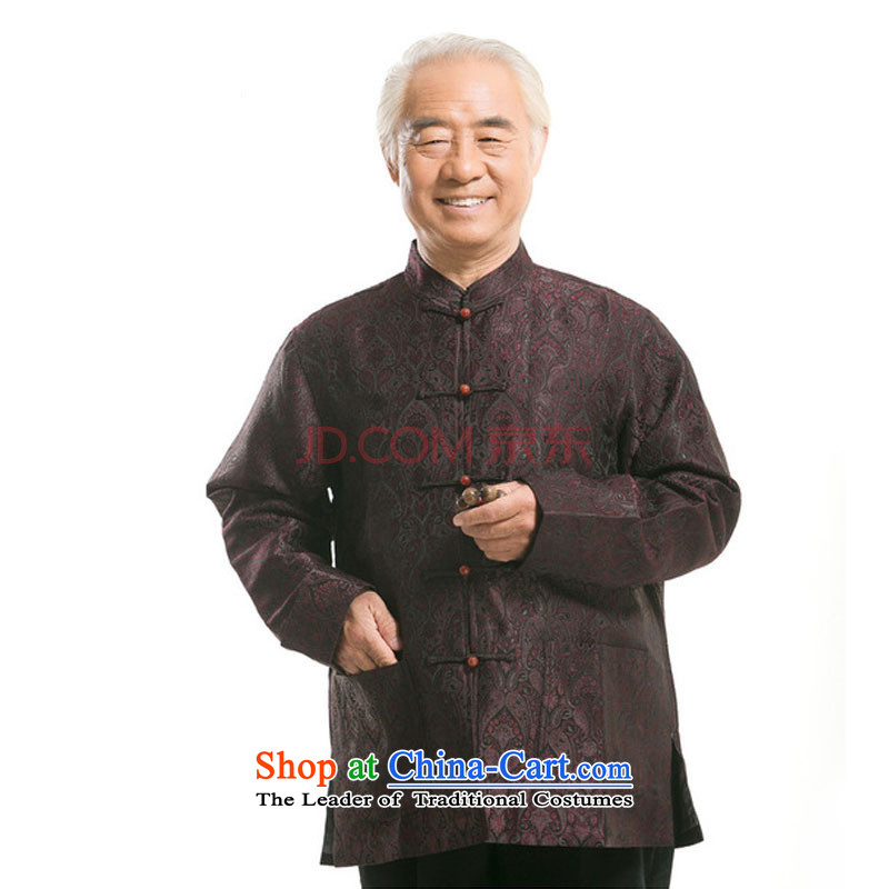The Chinese Tang dynasty of autumn and winter brocade coverlets in long-sleeved shirt older Tang blouses Mock-neck DY0727 Chinese Dark Red M-yuk Love (yubu's step love , , , shopping on the Internet