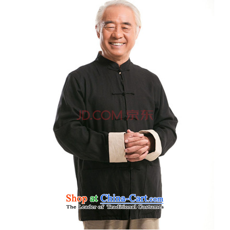 Autumn and winter cotton linen Tang Dynasty Men's Shirt retro Dress Casual wear on both sides of the Tang Dynasty Chinese male DY0737 black , L, is small-mi (LOVELY BEAUTY , , , shopping on the Internet