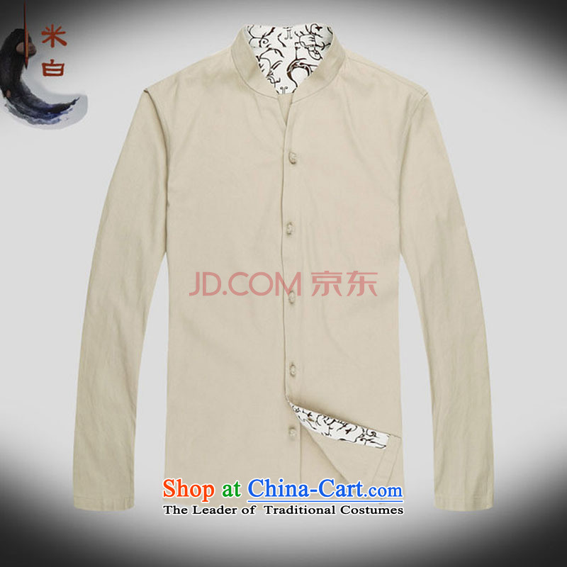 Long-sleeved China wind collar Chinese improved leisure Tang Dynasty Large male national costumes autumn, light yellow XXXL, DY053 is small-mi (LOVELY BEAUTY , , , shopping on the Internet