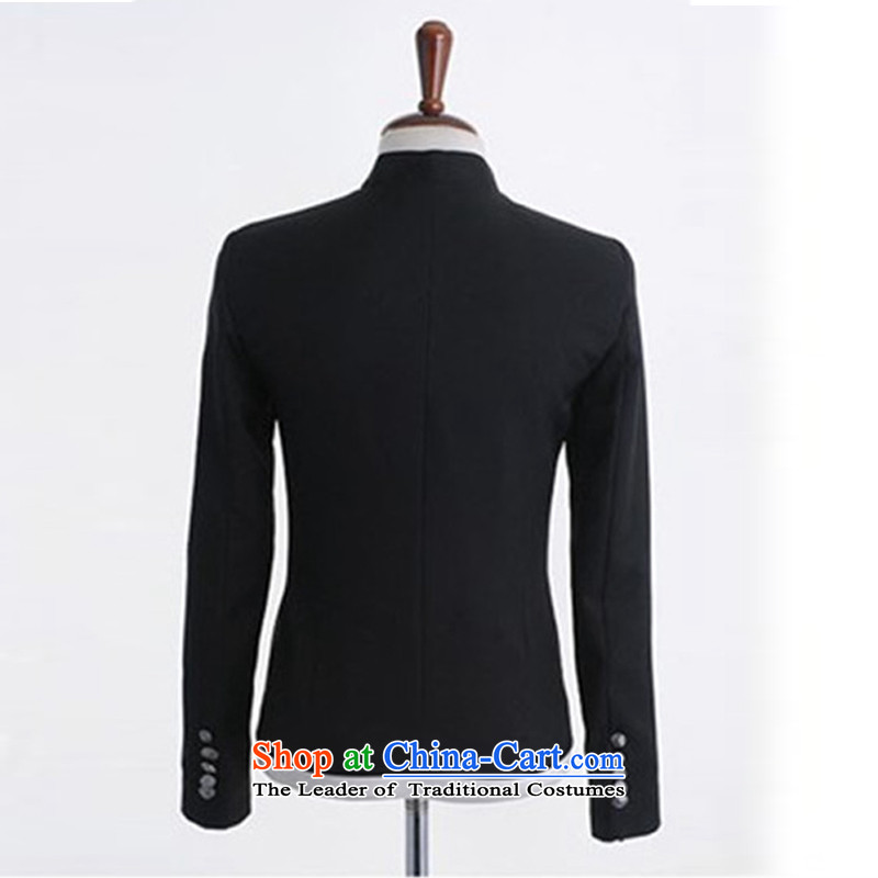 Card of the new 2015 sub-Korean men Street Chinese tunic preppy men Sau San Tong-men and thick jacket coat black silky (thin) card of the MINURSO has been pressed XXL, shopping on the Internet